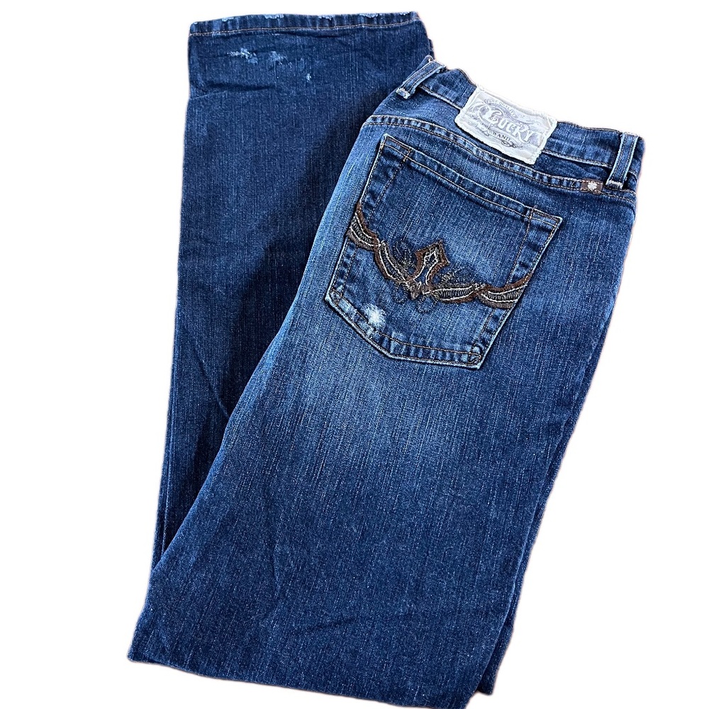Lucky Brand Midday Classic Embroidered Jeans Women’s Sz 12/31 Blue Vintage Boho